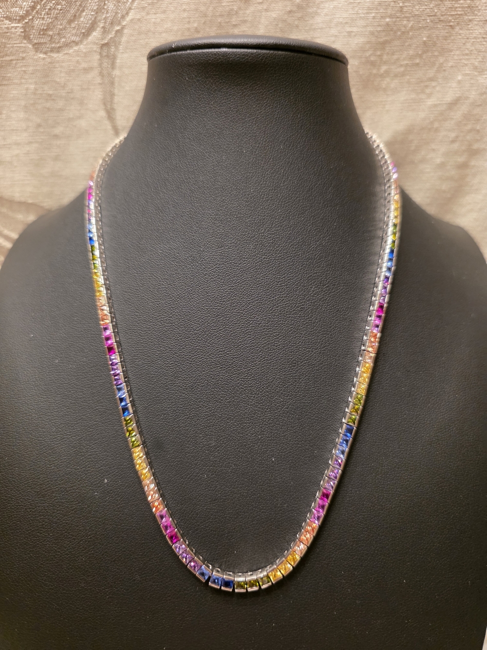 #442 Multi-Color Crystal Tennis Necklace - Women Jewelry